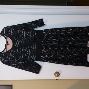 Lane Bryant Black and Soft Pink Tea Length Sweater Dress NWOT Size 18/20